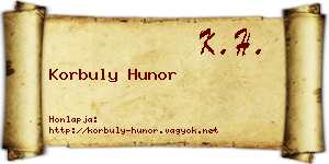 Korbuly Hunor névjegykártya
